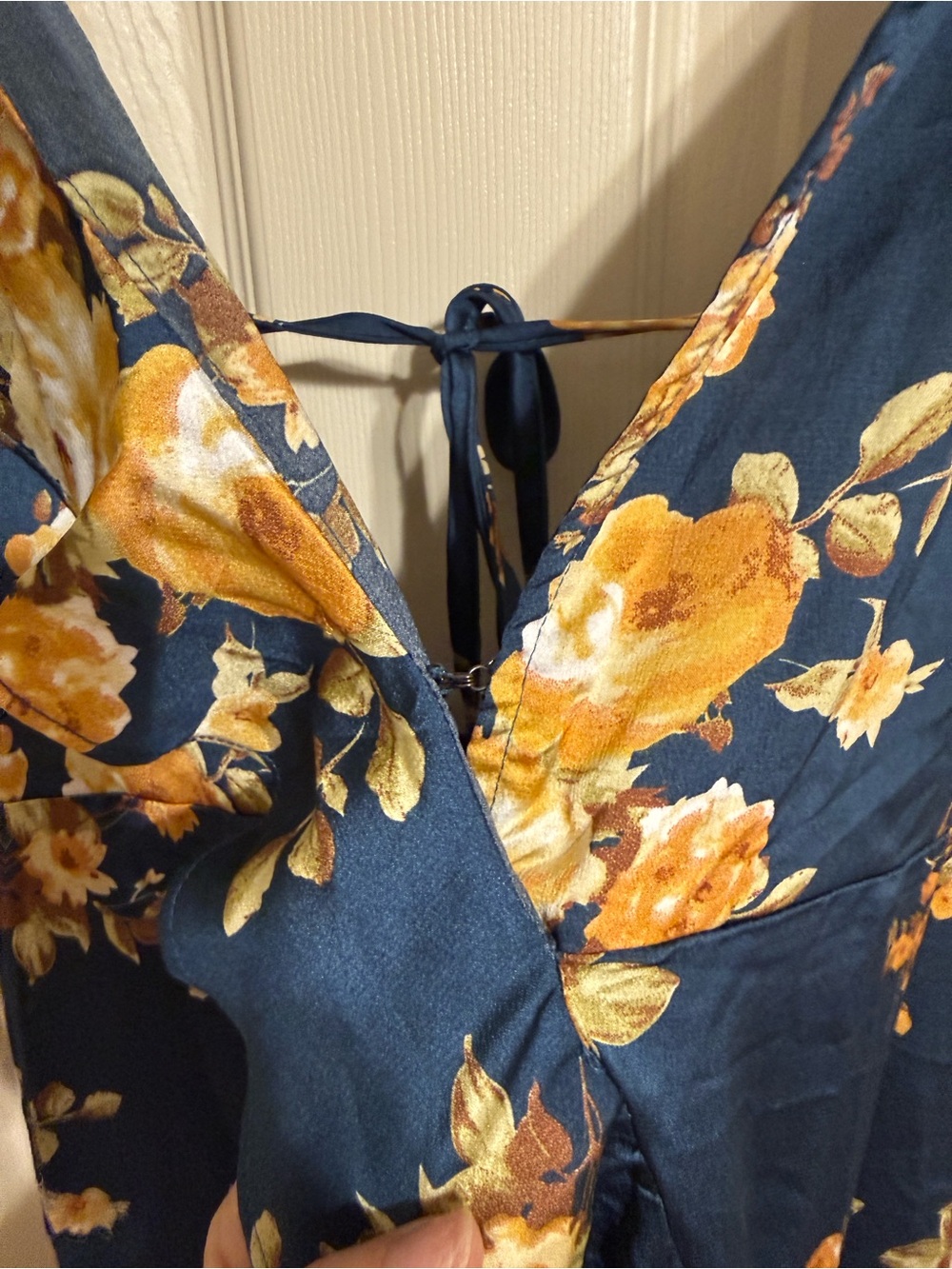 Floral Ruffle V-Neck Maxi Dress in Teal - Picture 4 of 6